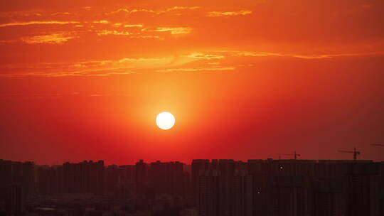 城市日落 延时 晚霞