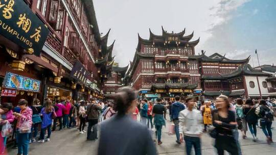 上海城隍庙移动延时摄影视频素材模板下载