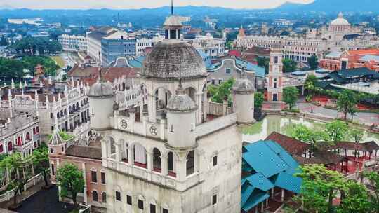 广东江门开平赤坎古镇旅游景区航拍