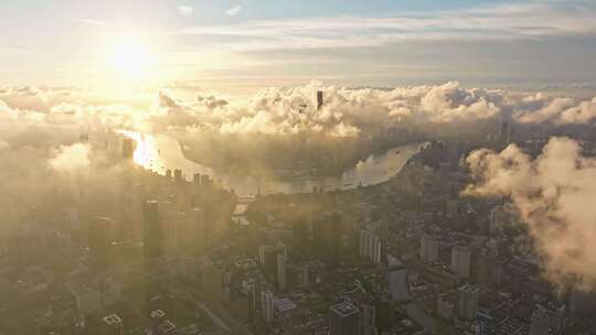 上海平流雾天气航拍