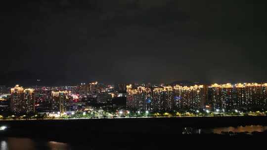 泉州市鲤城区江滨南路夜景航拍小区楼房夜景