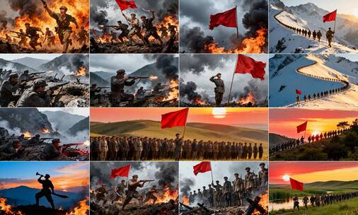 红色革命抗战八路军红军冲锋抗日战争高清在线视频素材下载