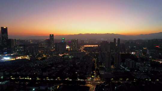 航拍福州城市夜景