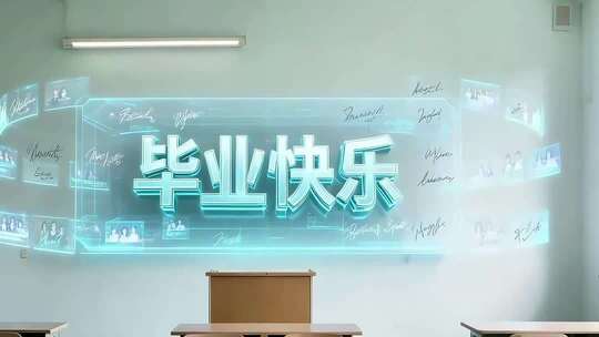 教室墙面毕业快乐科技风特效