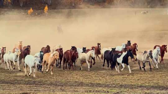 坝上草原万马奔腾秋色风景