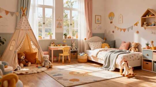 儿童卧室温馨室内场景