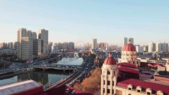 天津海河风景城市风光航拍