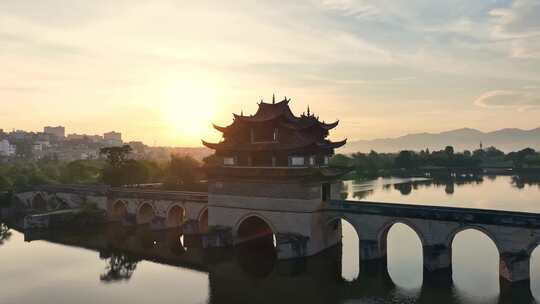 云南建水双龙桥航拍视频素材模板下载