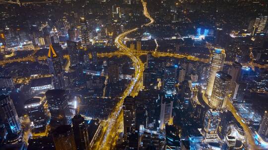 上海浦西夜景航拍