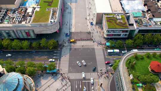 杭州西湖平海路步行街车流人流延时摄影