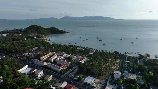 泰国苏梅岛波普海滩海岸线航拍自然景观