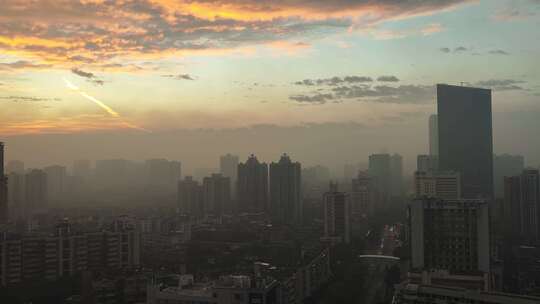 都市雾霾清晨视频素材模板下载