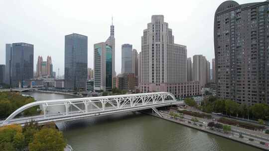 天津海河风景城市风光航拍