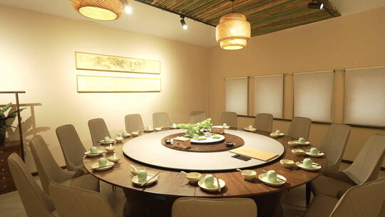中式茶餐厅的内部装饰视频素材模板下载