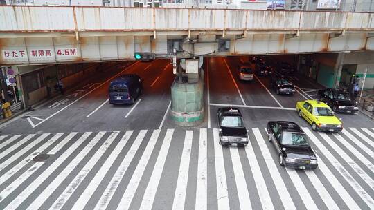 日本东京市区十字路口交通