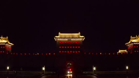 大同城墙夜景4K航拍-新片场