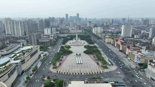 南昌市八一广场航拍八一南昌起义纪念塔建筑