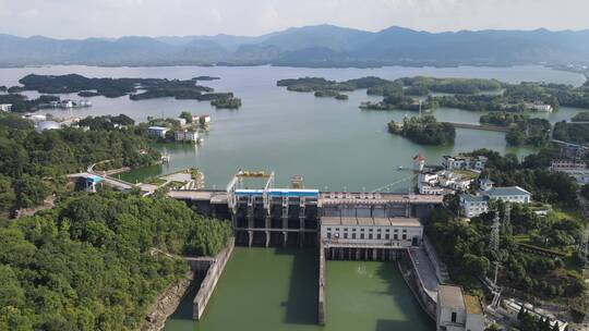 航拍祖国大好河山陆水湖4A景区三峡试验坝