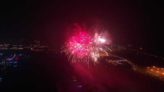 新年烟花在夜空中绽放