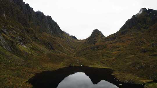 湖，草，无人机，Lofoten