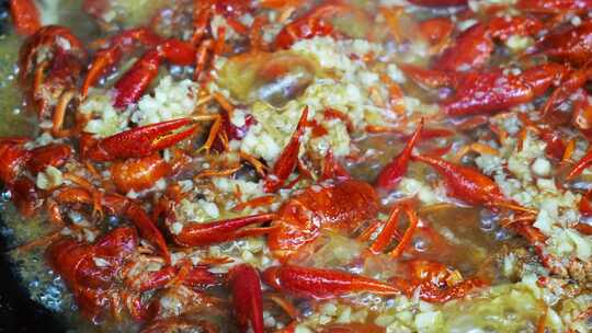 小龙虾素材 烹饪蒜蓉小龙虾