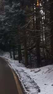 竖版航拍冬天大山雪景