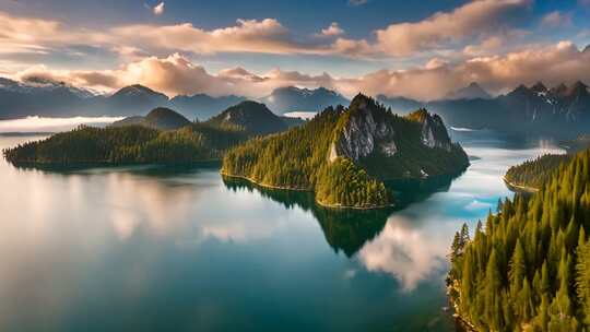 湖光山色自然景观全景