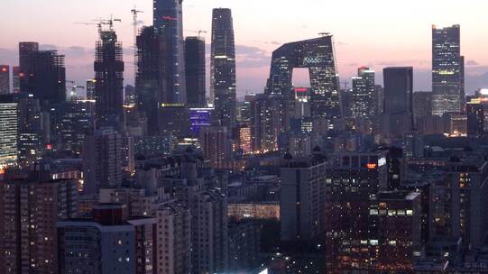 北京四环俯瞰日落城市空镜