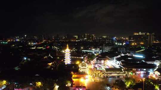 航拍江苏无锡南禅寺步行街夜景