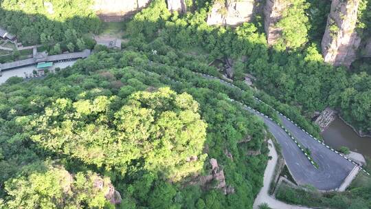 洛阳龙潭大峡谷旅游生态森林河流航拍景点