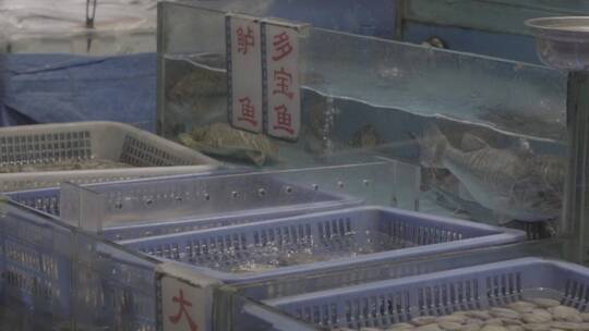 菜市场农贸市场卖鱼鱼摊视频素材模板下载