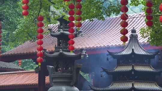 杭州飞来峰景区上天竺法喜禅寺古建筑视频视频素材模板下载