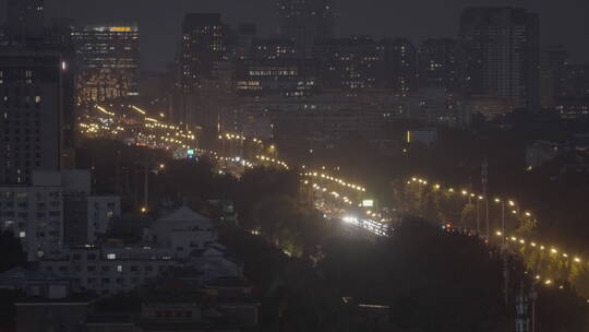 俯拍夜景城市车流 城市夜景车流