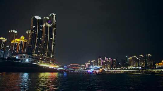 重庆夜景两江游城市风光视频素材模板下载