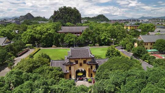 广西桂林靖江王城航拍城市建筑景观