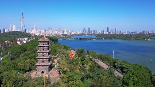 南京市九华山公园航拍风光视频素材模板下载