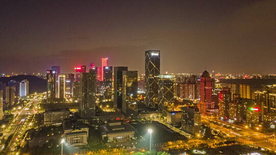 南宁五象新区夜景航拍夜景