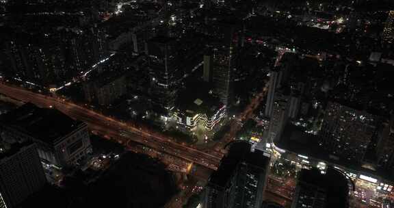 龙岩新罗龙岩大道京华中心城市大景夜景航拍
