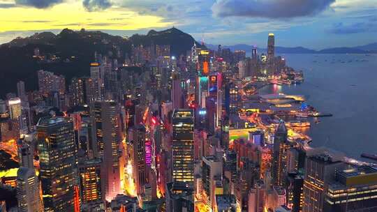 香港城市夜景航拍