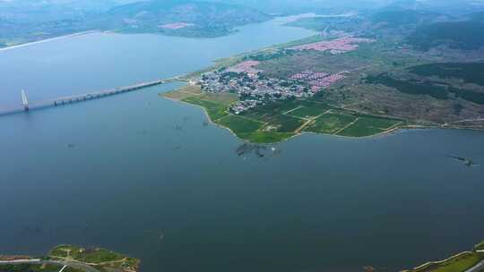 航拍枣庄庄里水库全景