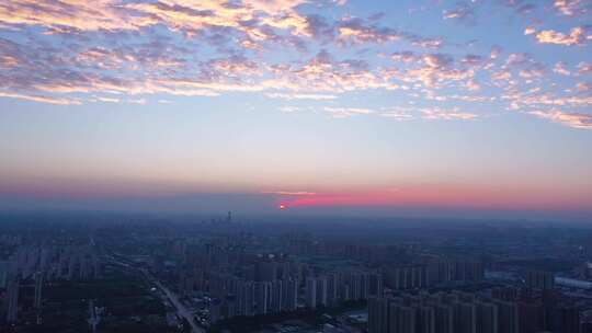 西安高新区落日夕阳 火烧云