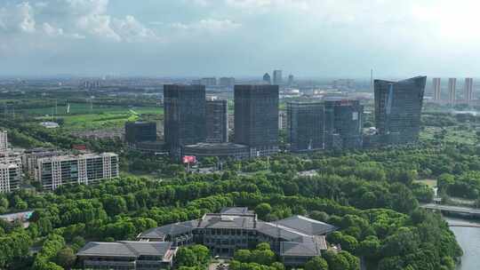 张家港螺洲岛暨阳湖生态旅游区航拍