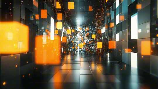 科技感方块隧道背景素材