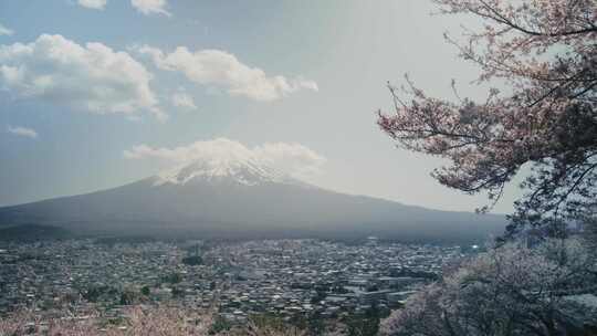 富士山，火山，日本，城市