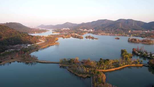 杭州湘湖秋天风景航拍