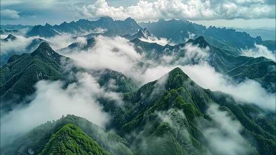 黄山迎客松日出云海风景黄山航拍宣传片ai