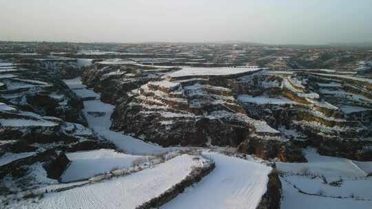 雪后乡村全景航拍风光