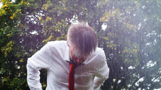 雨中悲伤的男人