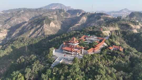 甘肃兰州黄河第一楼地标建筑航拍