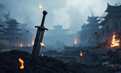 古代战场废墟背景